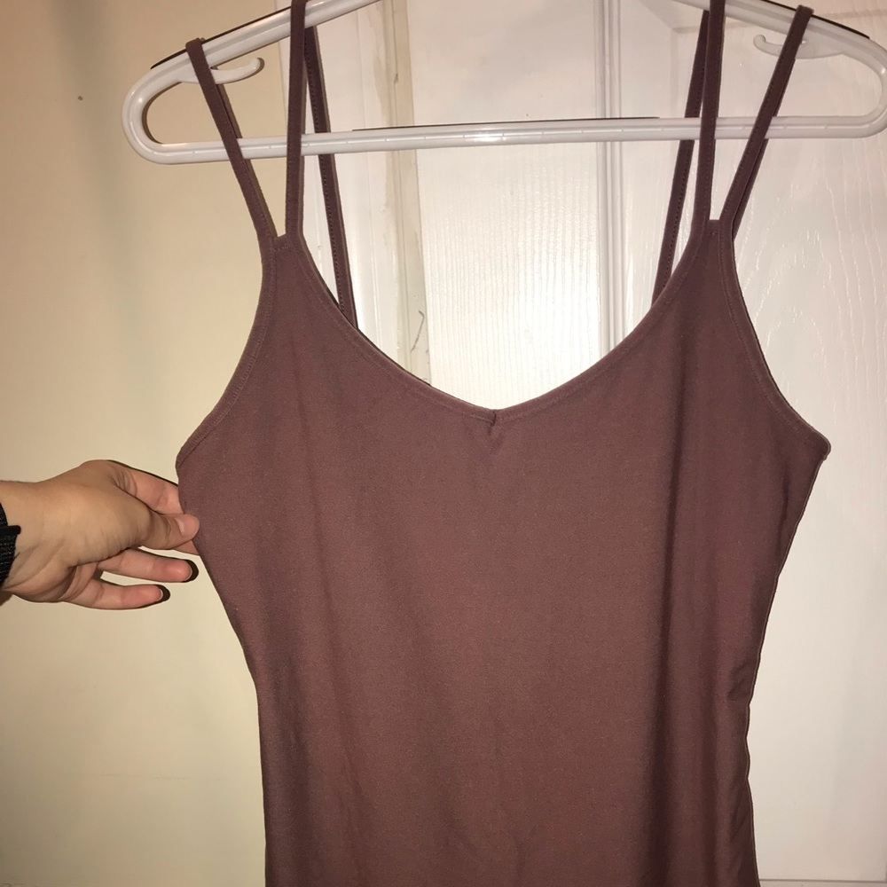 Faux suede double strap tank top